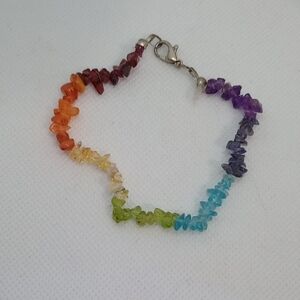 Colorful Gemstone Bracelet Rainbow Casual Gift Chakra Bohemian Retro Hippie